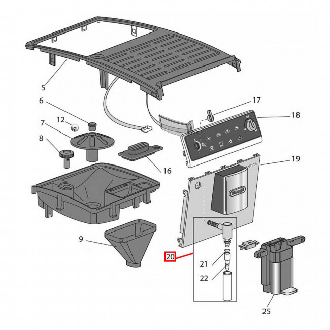 Насадка панарелло капучинатора для кофемашин DeLonghi Authentica ETAM29.510, 7313238701 Насадка панарелло капучинатора для кофемашин DeLonghi Authentica ETAM29.510, 7313238701