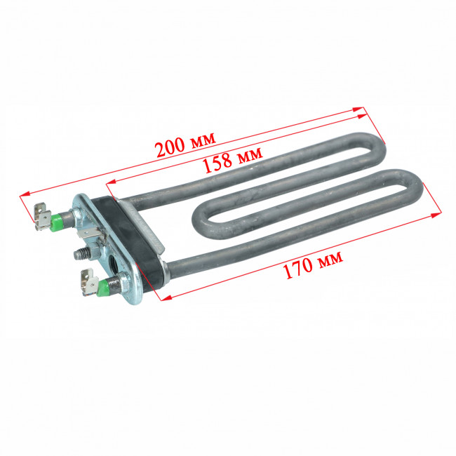 ТЭН стиральной машины INDESIT, ARISTON 1800W, 170мм, с отверстием, гнутый, C00081837, арт. HTR003AR ТЭН стиральной машины INDESIT, ARISTON 1800W, 170мм, с отверстием, гнутый, C00081837, арт. HTR003AR
