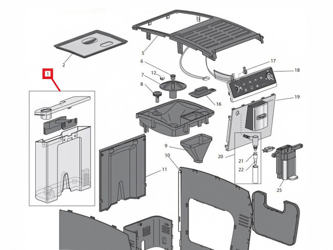 Емкость для воды кофемашины DeLonghi ETAM (не поставляется), зам. 7313254591 Емкость для воды кофемашины DeLonghi ETAM (не поставляется), зам. 7313254591