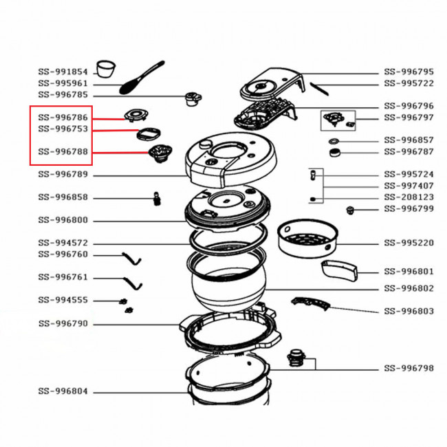 Клапан пара мультиварки Tefal CY621D32/87A (в сборе) SS-996786+SS-996753+SS-996788 Клапан пара мультиварки Tefal CY621D32/87A (в сборе) SS-996786+SS-996753+SS-996788