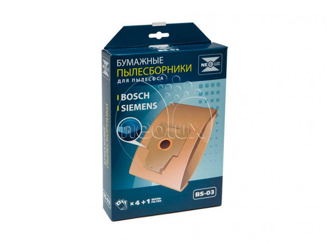 Neolux BS-03 Бумажные пылесборники пылесоса BOSCH, SIEMENS Neolux BS-03 Бумажные пылесборники пылесоса BOSCH, SIEMENS