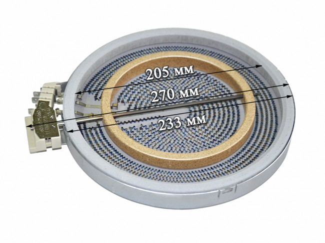 Конфорка электрическая стеклокерамика 2200/1000W D265/170 ZIGMUND & SHTAIN Конфорка электрическая стеклокерамика 2200/1000W D265/170 ZIGMUND & SHTAIN